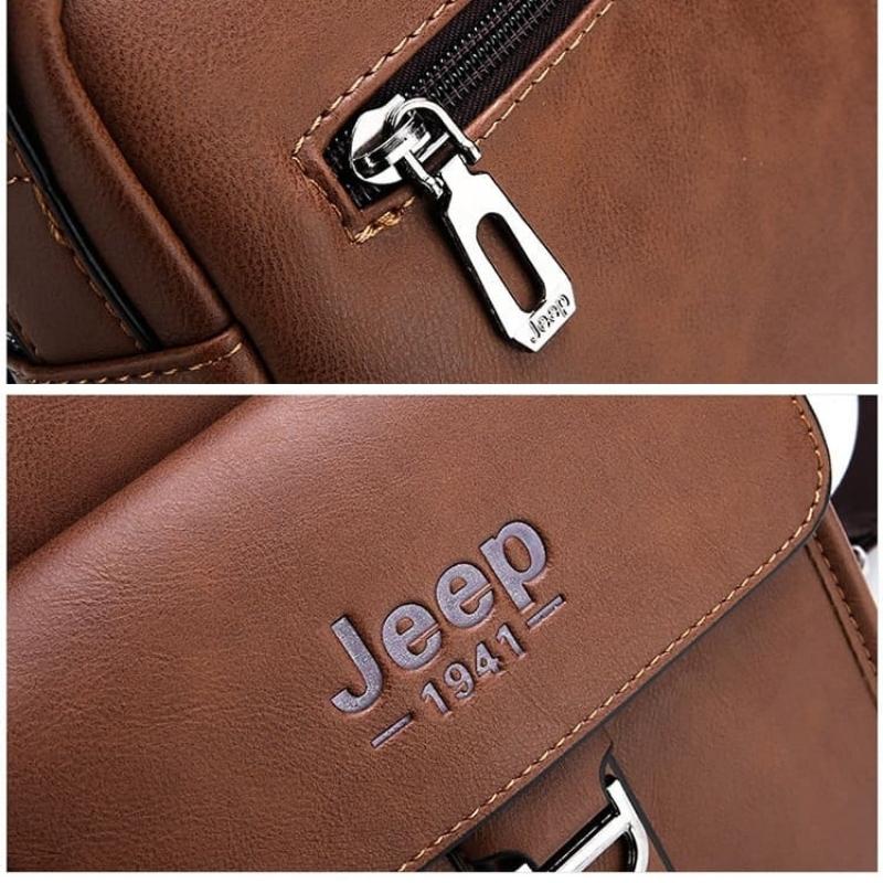 Bolsa JEEP em Couro Bag Masculina de Ombro com Fecho Metal