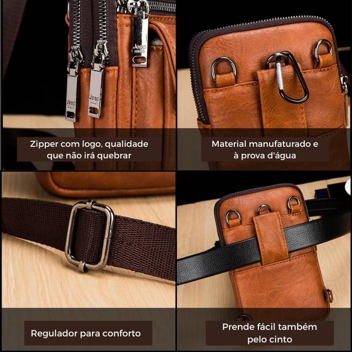 Bolsa Pochete JEEP de Couro Masculina Transversal