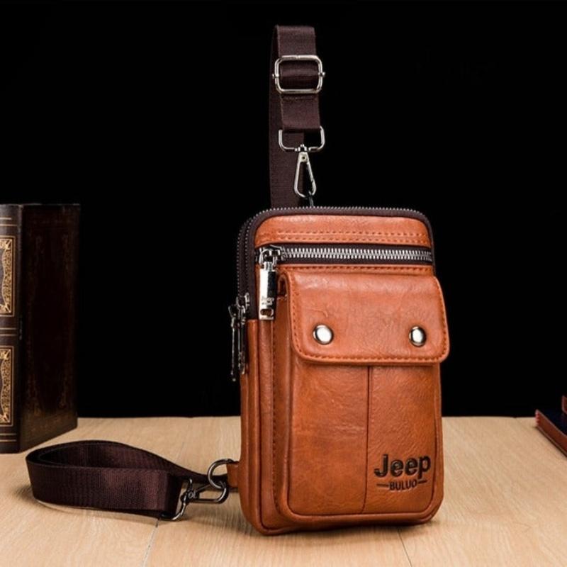 Bolsa Pochete JEEP de Couro Masculina Transversal