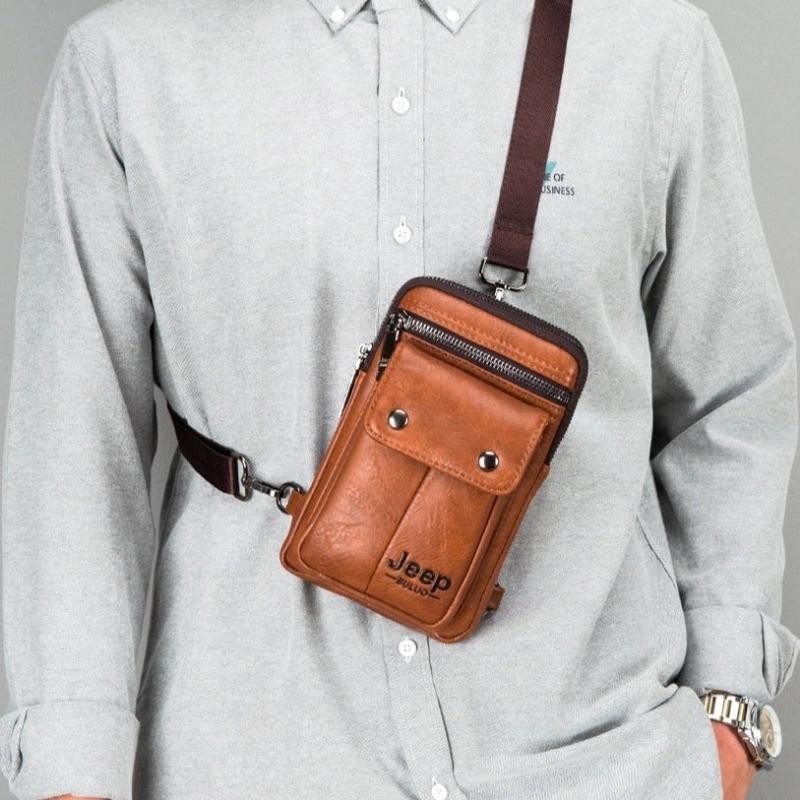 Bolsa Pochete JEEP de Couro Masculina Transversal