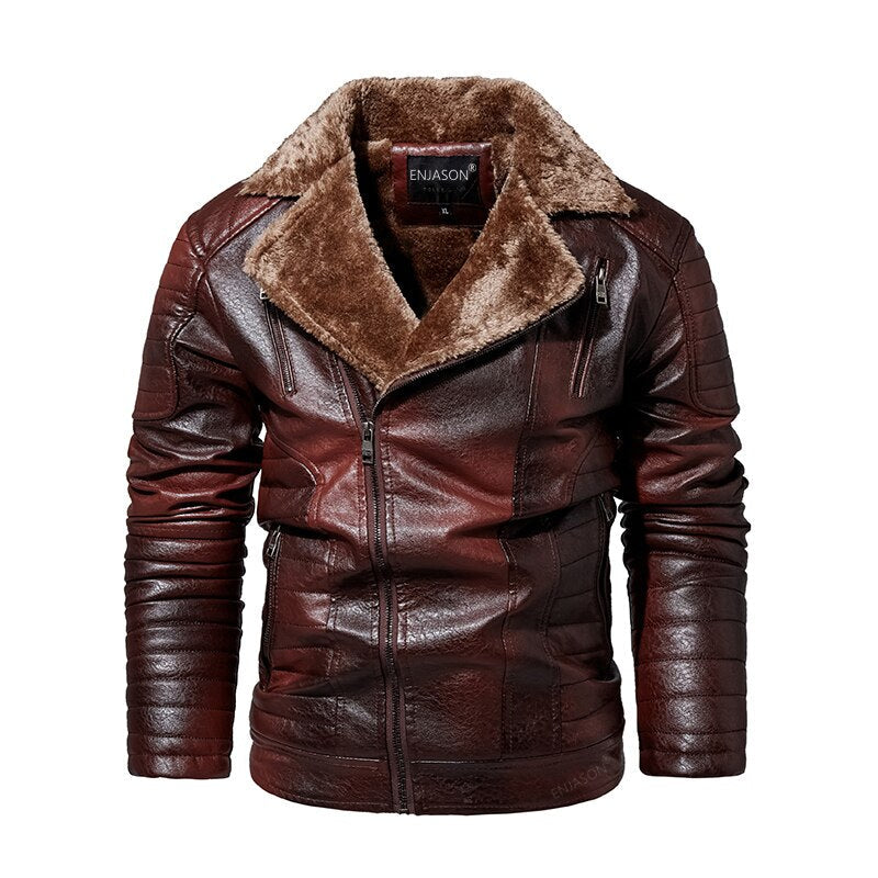 Jaqueta de Couro Masculina de Inverno