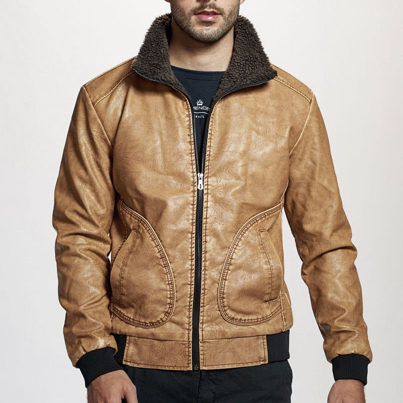 Jaqueta de Couro Inverno Masculina