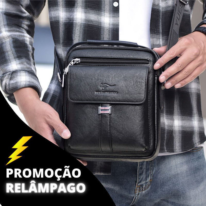 Bolsa de Ombro Transversal Masculina de Couro