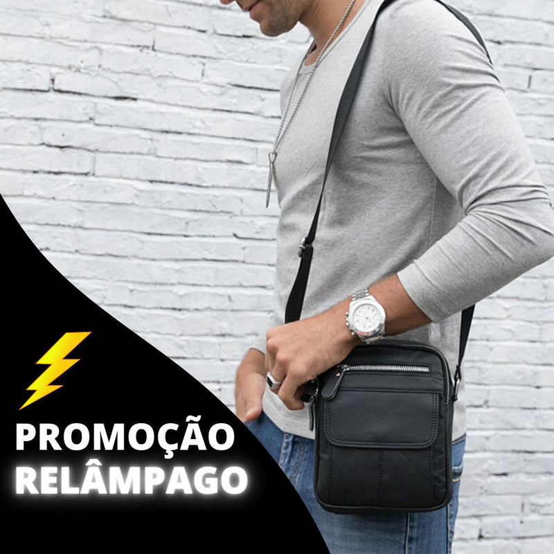 Bolsa Transversal de Couro Masculina | Touro Bravo